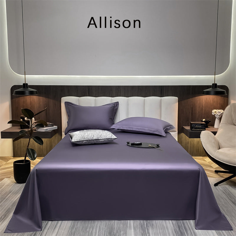 KTX-643603 Long-Staple Cotton Solid Color Flat Bed Sheet - 245x265cm, 100 Thread Count, Twill Weave