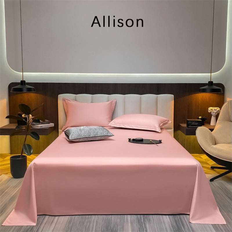 KTX-643603 Long-Staple Cotton Solid Color Flat Bed Sheet - 245x265cm, 100 Thread Count, Twill Weave