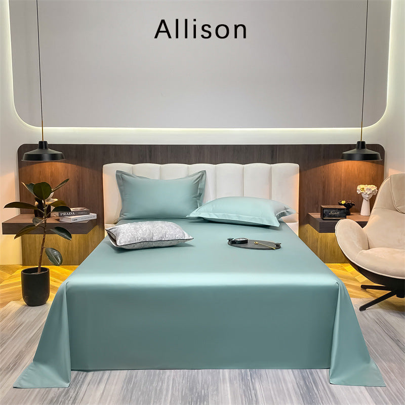 KTX-643603 Long-Staple Cotton Solid Color Flat Bed Sheet - 245x265cm, 100 Thread Count, Twill Weave