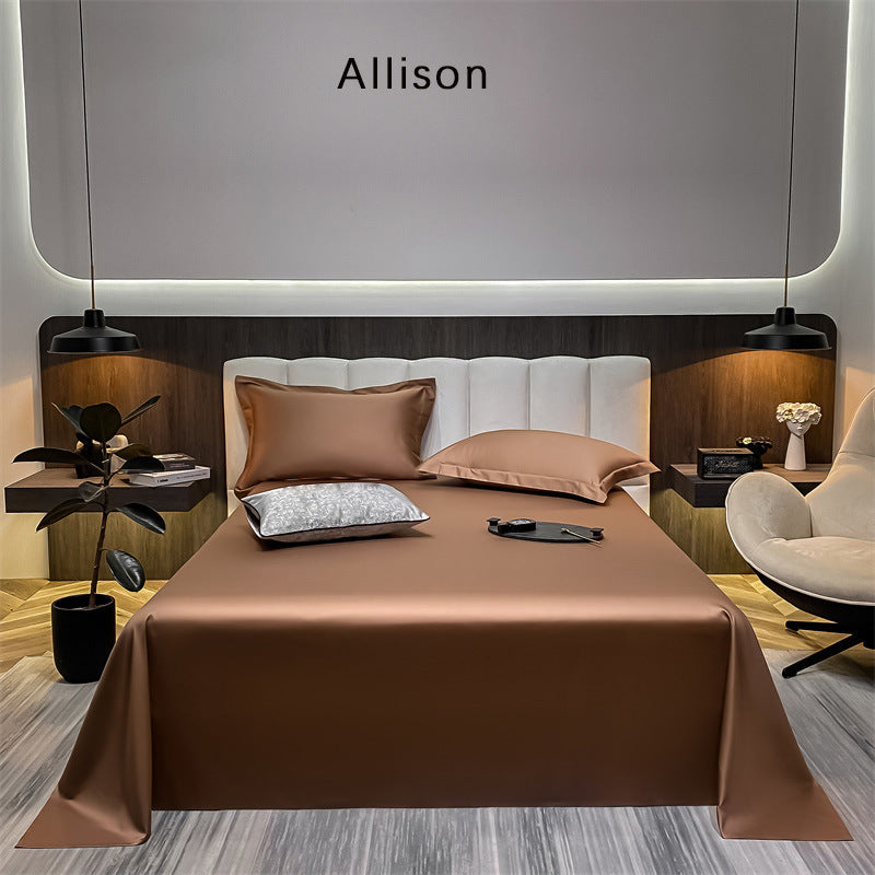 KTX-643603 Long-Staple Cotton Solid Color Flat Bed Sheet - 245x265cm, 100 Thread Count, Twill Weave