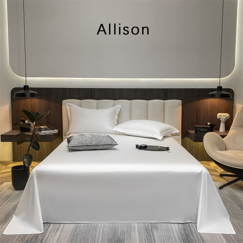 KTX-643603 Long-Staple Cotton Solid Color Flat Bed Sheet - 245x265cm, 100 Thread Count, Twill Weave