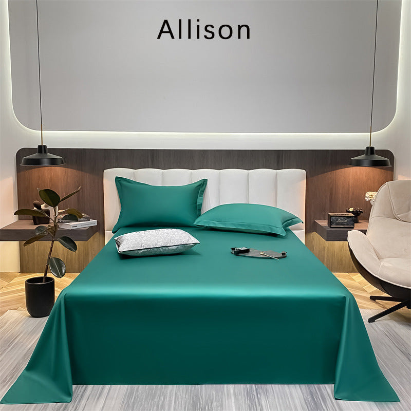 KTX-643603 Long-Staple Cotton Solid Color Flat Bed Sheet - 245x265cm, 100 Thread Count, Twill Weave