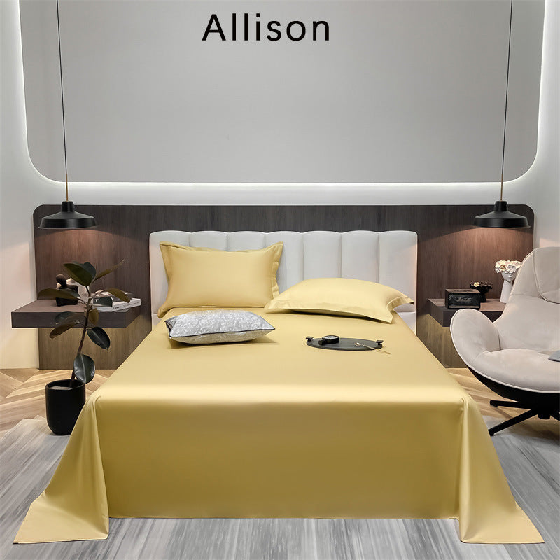 KTX-643603 Long-Staple Cotton Solid Color Flat Bed Sheet - 245x265cm, 100 Thread Count, Twill Weave