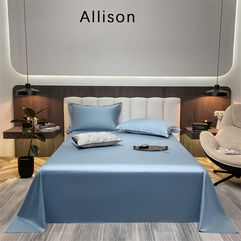 KTX-643603 Long-Staple Cotton Solid Color Flat Bed Sheet - 245x265cm, 100 Thread Count, Twill Weave