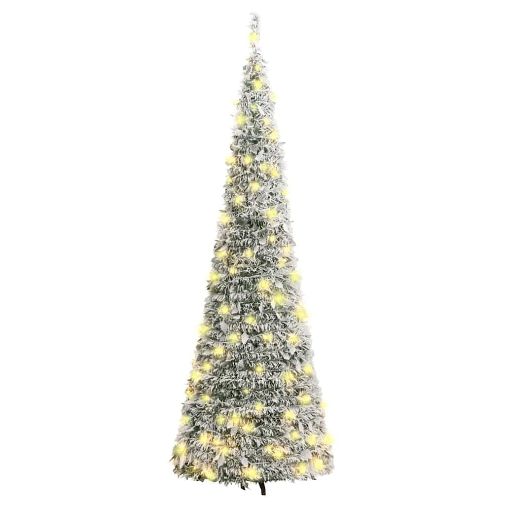 HKM-643603 Snow-Dusted Artificial Christmas Tree with 50 Warm White LEDs, 120 cm Height