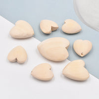 HKM-643731 Large Wooden Heart Pendants, DIY Craft Accessories, 20-40MM, Pack of 10