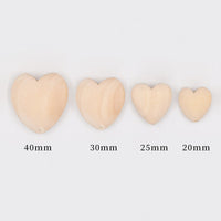 HKM-643731 Large Wooden Heart Pendants, DIY Craft Accessories, 20-40MM, Pack of 10