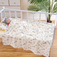 HKM-643795 Cotton Baby Blanket with Animal, Stripe, and Cartoon Patterns, Versatile Swaddling Cloth