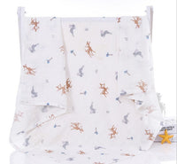 HKM-643795 Cotton Baby Blanket with Animal, Stripe, and Cartoon Patterns, Versatile Swaddling Cloth