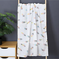 HKM-643795 Cotton Baby Blanket with Animal, Stripe, and Cartoon Patterns, Versatile Swaddling Cloth