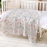 HKM-643795 Cotton Baby Blanket with Animal, Stripe, and Cartoon Patterns, Versatile Swaddling Cloth