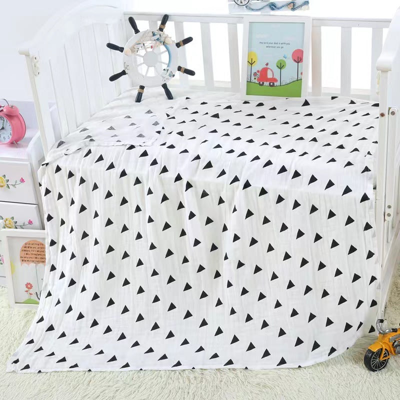 HKM-643795 Cotton Baby Blanket with Animal, Stripe, and Cartoon Patterns, Versatile Swaddling Cloth