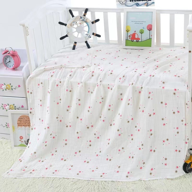 HKM-643795 Cotton Baby Blanket with Animal, Stripe, and Cartoon Patterns, Versatile Swaddling Cloth