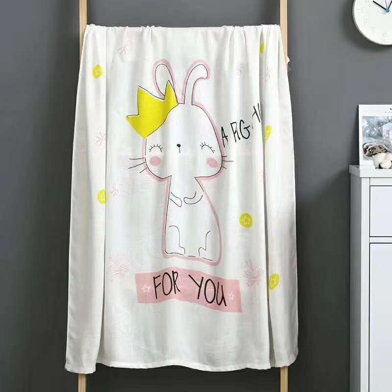 HKM-643795 Cotton Baby Blanket with Animal, Stripe, and Cartoon Patterns, Versatile Swaddling Cloth