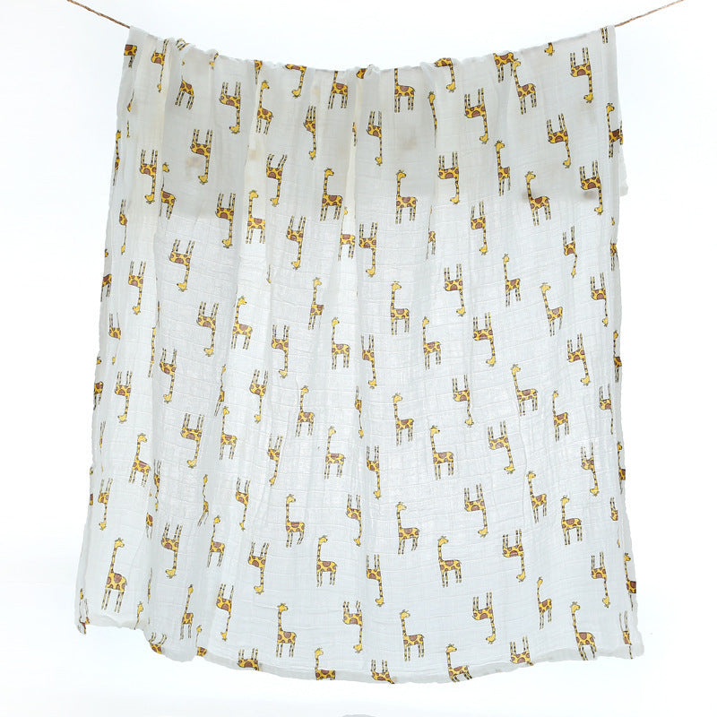 HKM-643795 Cotton Baby Blanket with Animal, Stripe, and Cartoon Patterns, Versatile Swaddling Cloth