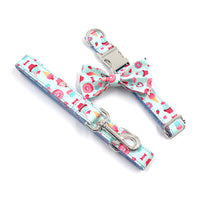 HKM-643795 Cute Cartoon Dog Collar and Leash Set with Bow in Macaron Colors