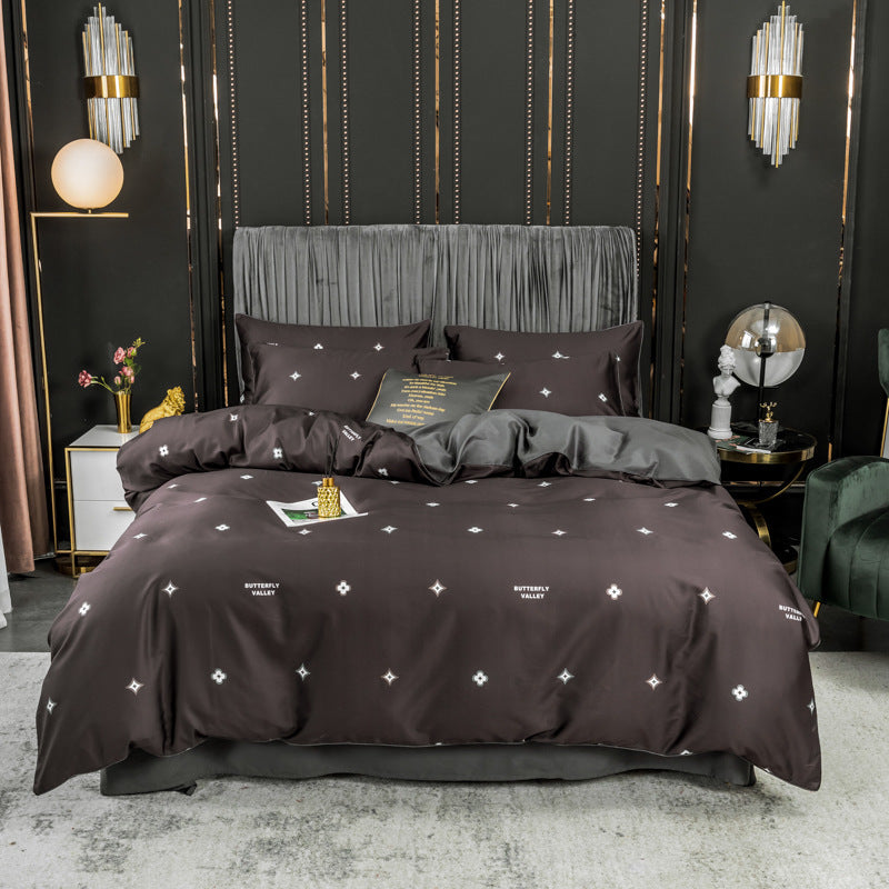 HKM-643795 Long-staple Cotton 4-Piece Double Bed Set for 1.8m Bed, Multiple Colors Available