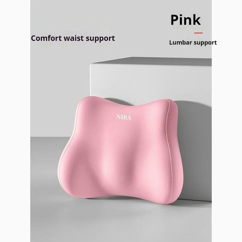 KTX-643859 Solid Color Memory Foam Waist Support Cushion - Available in Black, Dark Gray, Pink, and Blue