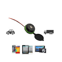 HKM-643987 Dual USB Car Charger 3.1A with Blue LED Aperture for Cars, Motorcycles, and RVs - 30W Power Output