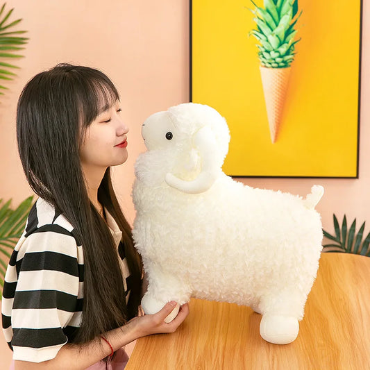 KTX-644051 Large Goat Plush Pillow - Soft Stuffed Animal Doll for Kids Ages 2 and Up, Kawaii Fluffy Toy 50cm