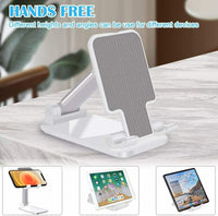 HKM-644179 Adjustable Cell Phone and Tablet Stand Holder for Desk, Ergonomic Design with Rubber Pads, Foldable Support for Viewing and Charging