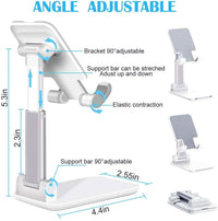 HKM-644179 Adjustable Cell Phone and Tablet Stand Holder for Desk, Ergonomic Design with Rubber Pads, Foldable Support for Viewing and Charging