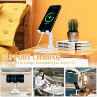 HKM-644179 Adjustable Cell Phone and Tablet Stand Holder for Desk, Ergonomic Design with Rubber Pads, Foldable Support for Viewing and Charging