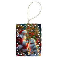 HKM-644243 American Eskimo Dog Porcelain Ornament with Customizable Back for Holiday Decorating