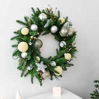 HKM-644755 60cm Green Pine Leaf Christmas Garland with Lights for Door Ornaments