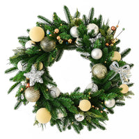HKM-644755 60cm Green Pine Leaf Christmas Garland with Lights for Door Ornaments