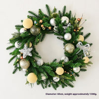 HKM-644755 60cm Green Pine Leaf Christmas Garland with Lights for Door Ornaments