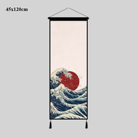 HKM-644883 Japanese-Inspired Red Sun Wall Tapestry for Living Room Decor