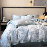 HKM-644947 Double-Sided Lyocell and Tencel Printed Quilt Cover Set with Floral Patterns - Multiple Sizes Available