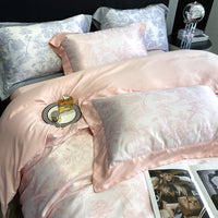 HKM-644947 Double-Sided Lyocell and Tencel Printed Quilt Cover Set with Floral Patterns - Multiple Sizes Available