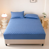 HKM-644947 Solid Color Waterproof Fitted Sheet with Pillowcase Options for Bed Sizes 90x200cm to 200x220cm