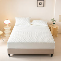 HKM-644947 Solid Color Waterproof Fitted Sheet with Pillowcase Options for Bed Sizes 90x200cm to 200x220cm