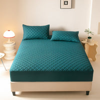 HKM-644947 Solid Color Waterproof Fitted Sheet with Pillowcase Options for Bed Sizes 90x200cm to 200x220cm