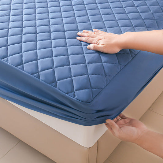 HKM-644947 Solid Color Waterproof Fitted Sheet with Pillowcase Options for Bed Sizes 90x200cm to 200x220cm