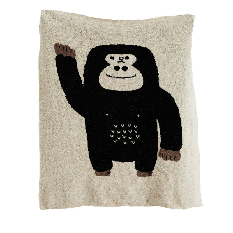 HKM-645075 Cartoon Anime Knitted Velvet Pillowcase - Black Big Face and Dark Color Options