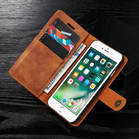 HKM-645203 Retro Leather Two-Fold Split Magnet Mobile Phone Case - Flip Style for iPhone in Black, Brown, Gray, Red