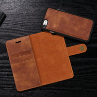 HKM-645203 Retro Leather Two-Fold Split Magnet Mobile Phone Case - Flip Style for iPhone in Black, Brown, Gray, Red