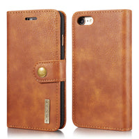 HKM-645203 Retro Leather Two-Fold Split Magnet Mobile Phone Case - Flip Style for iPhone in Black, Brown, Gray, Red