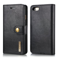 HKM-645203 Retro Leather Two-Fold Split Magnet Mobile Phone Case - Flip Style for iPhone in Black, Brown, Gray, Red