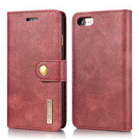 HKM-645203 Retro Leather Two-Fold Split Magnet Mobile Phone Case - Flip Style for iPhone in Black, Brown, Gray, Red