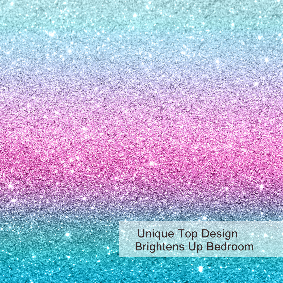 HKM-645267 Rainbow Glitter Ombre 3-Piece Duvet Cover Set in Purple, Blue, and Green Pastels with Pillow Shams