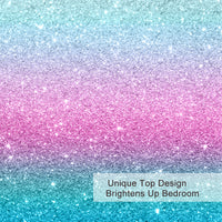 HKM-645267 Rainbow Glitter Ombre 3-Piece Duvet Cover Set in Purple, Blue, and Green Pastels with Pillow Shams