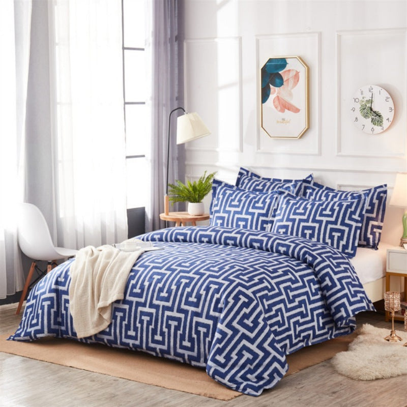 HKM-645267 Scandinavian Style Geometric 3D Three-Piece Duvet Cover Set in Various Colors