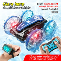 HKM-645523 Gesture Sensor Amphibious RC Stunt Car with Light-Up Wheels and Remote Control, 50m Range, Indoor/Outdoor Use