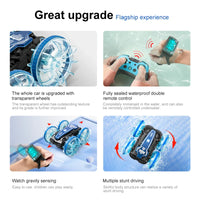 HKM-645523 Gesture Sensor Amphibious RC Stunt Car with Light-Up Wheels and Remote Control, 50m Range, Indoor/Outdoor Use