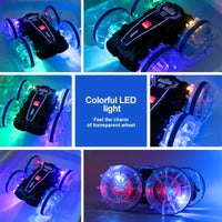 HKM-645523 Gesture Sensor Amphibious RC Stunt Car with Light-Up Wheels and Remote Control, 50m Range, Indoor/Outdoor Use